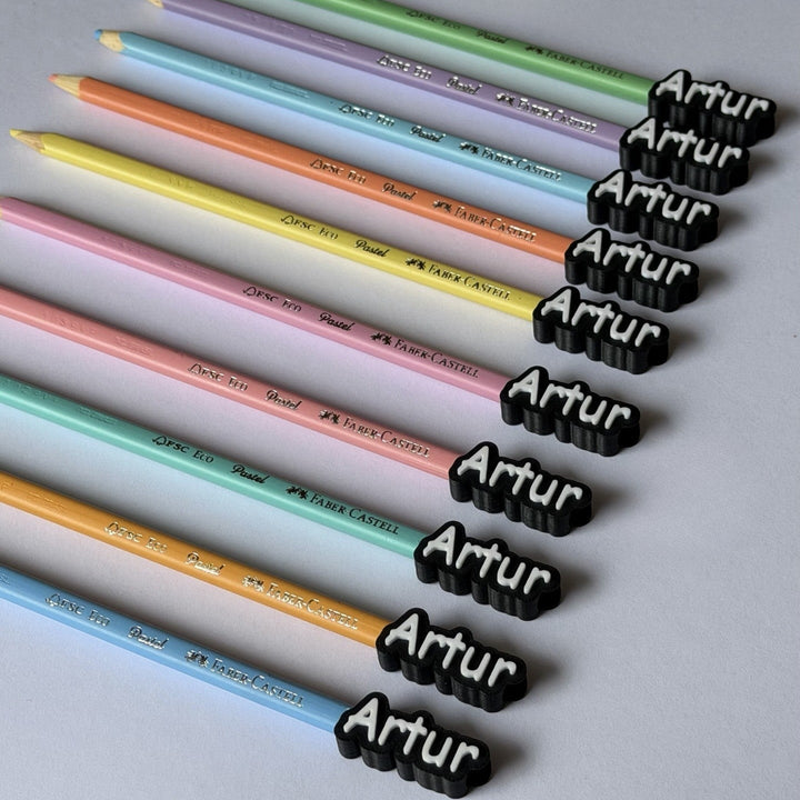 Etiquetas 3D Personalizadas para Lápis, Lapiseiras e Canetas [FRETE GRÁTIS]