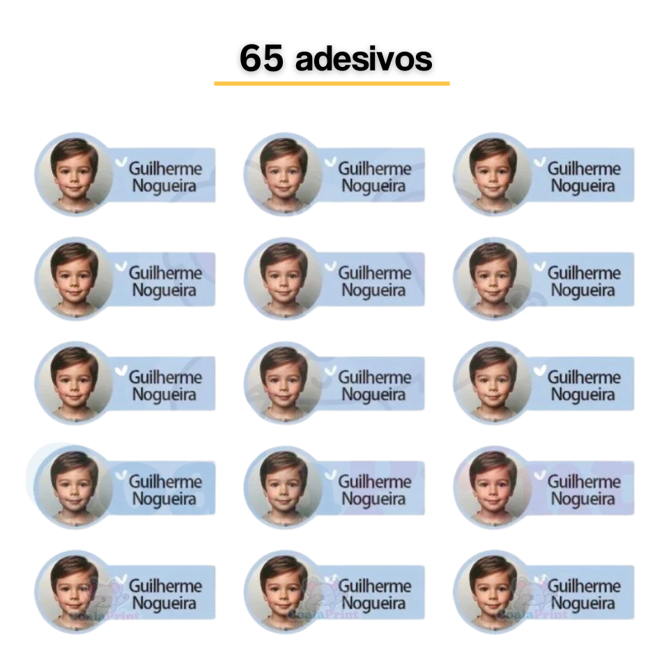 Adesivo de Identificação com Foto 65un + Frete Grátis – Kustom Labs Brasil
