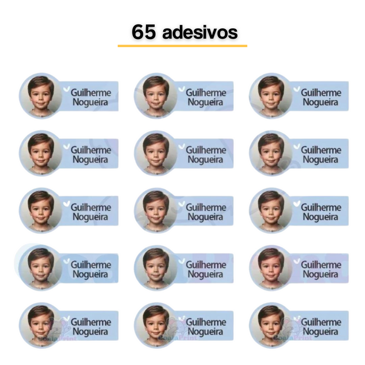 Adesivo de Identificação com Foto 65un + Frete Grátis