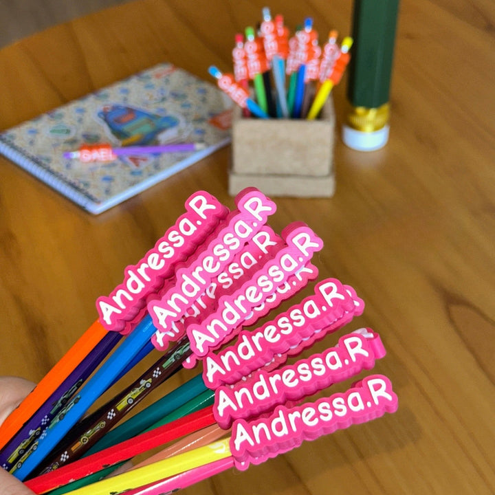 Etiquetas 3D Personalizadas para Lápis, Lapiseiras e Canetas [FRETE GRÁTIS]