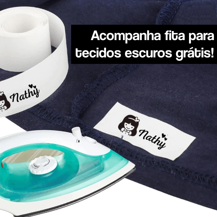 Carimbo Personalizável para Roupas + Presentes (120 adesivos personalizados + 1M Fita Termocolante) + Frete Grátis - Opção com Tintas Azul ou Vermelho